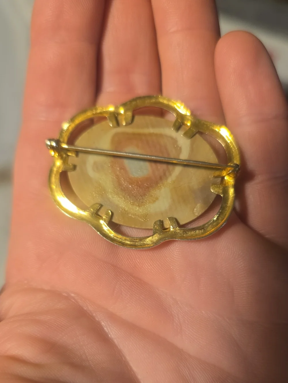 Gold-Tone  Mookaite Jasper Statement Brooch